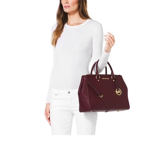 michael kors sutton merlot|Michael by Michael Kors Merlot large Sutton satchel .